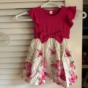 New Pink and White Butterfly Baby Dress